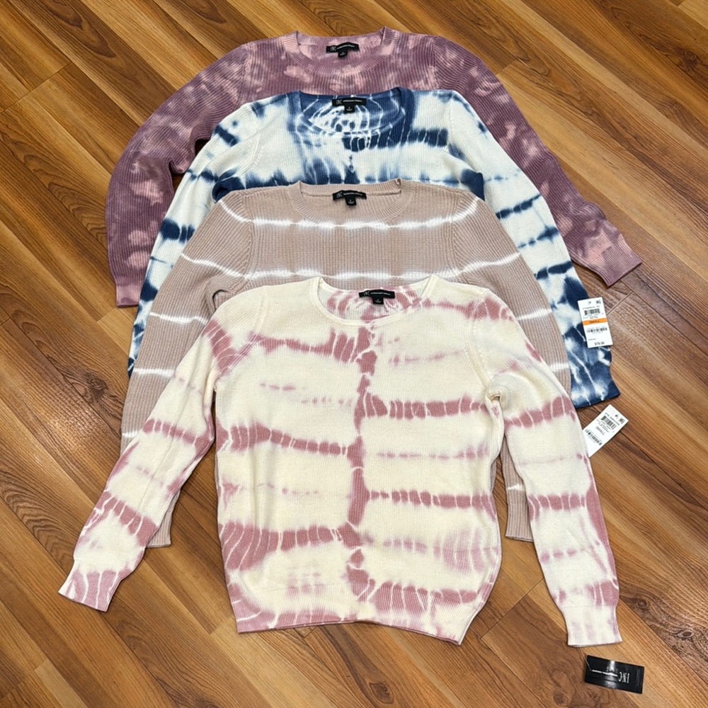 Macy’s INC Concepts 4 NWT Tie-Dye Spring Cotton Sweaters $320 Value Sz Small S